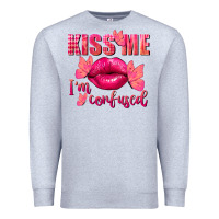 Heather Grey Kiss me i'm so confused Valentine's Day Premium Sweatshirt - FaDigitalArtStudio