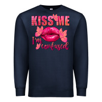 Navy Kiss me i'm so confused Valentine's Day Premium Sweatshirt - FaDigitalArtStudio