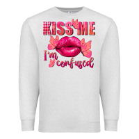 Oatmeal Heather Kiss me i'm so confused Valentine's Day Premium Sweatshirt - FaDigitalArtStudio