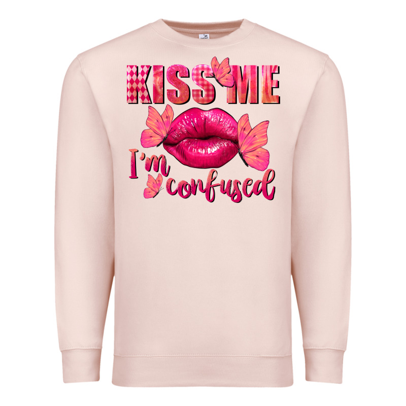 Kiss Me I'm So Confused Valentine's Day Premium Sweatshirt by FaDigitalArtStudio | Teevron