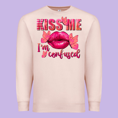 Kiss Me I'm So Confused Valentine's Day Premium Sweatshirt Designed By Fadigitalartstudio