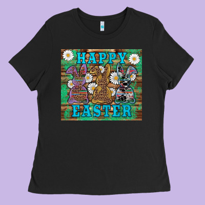 Easter Happy Easter Western Bunnies Daisies Ladies Tee Designed By Artiststas