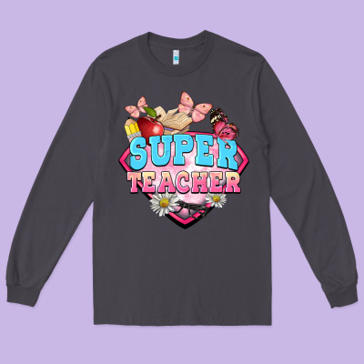 Super Teacher Long Sleeve Tee Designed By Barkaloodesign