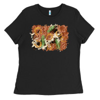 Black horseshoe cowhide cactus background Ladies Tee - AdoDesignShop
