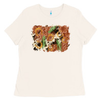 Bone horseshoe cowhide cactus background Ladies Tee - AdoDesignShop