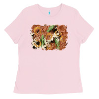 Bubblegum Pink horseshoe cowhide cactus background Ladies Tee - AdoDesignShop