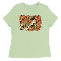 Matcha horseshoe cowhide cactus background Ladies Tee - AdoDesignShop