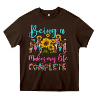 Chocolate Brown being a mom makes my life complete Heavy Core Tee - Artiststas