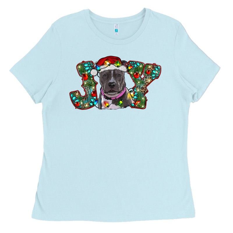Christmas Pitbull Joy Ladies Tee by RanaPortraitStore | Teevron