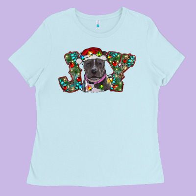 Christmas Pitbull Joy Ladies Tee Designed By Ranaportraitstore