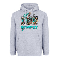 Heather Grey western dog groomer Heavyweight Hoodie - OliviaCreatesArt