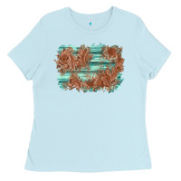 Baby Blue wood leather background Ladies Tee - AdoDesignShop