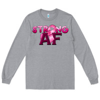 Heather Grey strong af breast cancer Long Sleeve Tee - BarkalooDesign