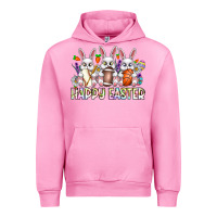Fuchsia Pink Happy Easter Spot Rabbit Urban Hoodie - CowhideDigitalArt
