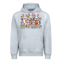 Heather Grey Happy Easter Spot Rabbit Urban Hoodie - CowhideDigitalArt