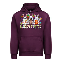 Mauve Wine Happy Easter Spot Rabbit Urban Hoodie - CowhideDigitalArt