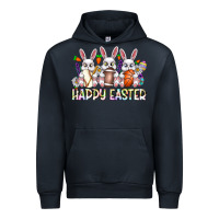 Navy Happy Easter Spot Rabbit Urban Hoodie - CowhideDigitalArt
