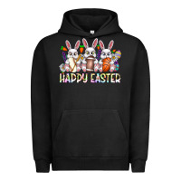 Pigment Black Happy Easter Spot Rabbit Urban Hoodie - CowhideDigitalArt