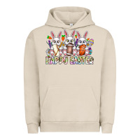 Pigment French Oak Happy Easter Spot Rabbit Urban Hoodie - CowhideDigitalArt