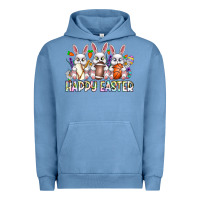 Pigment Pebble Blue Happy Easter Spot Rabbit Urban Hoodie - CowhideDigitalArt