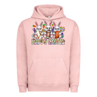 Pigment Salmon Happy Easter Spot Rabbit Urban Hoodie - CowhideDigitalArt