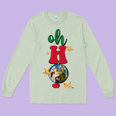 Oh Holy Night Long Sleeve Tee Designed By Barkaloodesign