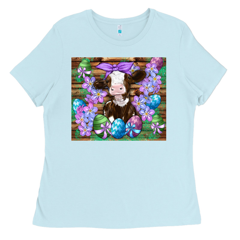 Easter Cow Eggs Flowers Daisys Ladies Tee by Artiststas | Teevron