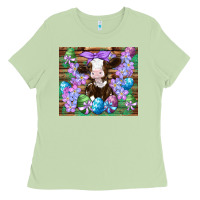 Matcha easter cow eggs flowers daisys Ladies Tee - Artiststas