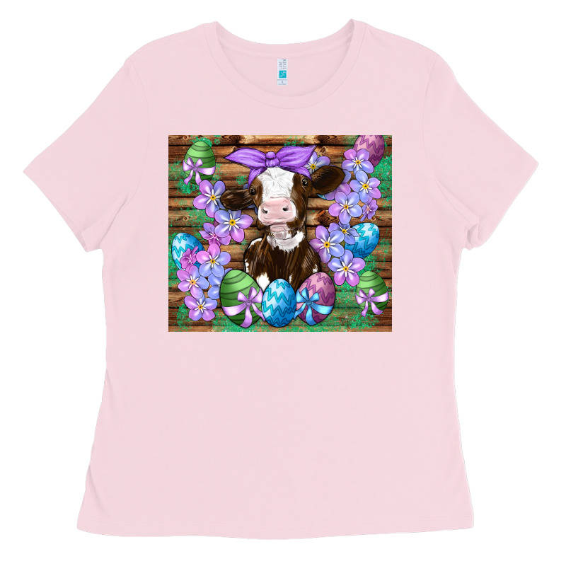 Easter Cow Eggs Flowers Daisys Ladies Tee by Artiststas | Teevron