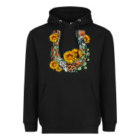 Black western leopard cowhide sunflowers horseshoe Heavyweight Hoodie - OliviaCreatesArt