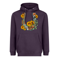 Plum western leopard cowhide sunflowers horseshoe Heavyweight Hoodie - OliviaCreatesArt