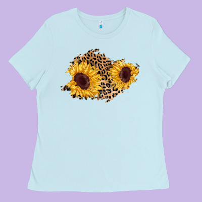 Sunflower Leopard Patch Ladies Tee Designed By Adodesignshop