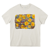 Cream aztec sunflower leopard background Heavy Core Tee - AdoDesignShop