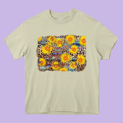 Aztec Sunflower Leopard Background Heavy Core Tee Designed By Adodesignshop