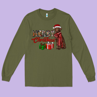 Merry Christmas Labrador Retriever Long Sleeve Tee Designed By Ranaportraitstore