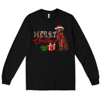 Black merry christmas labrador retriever Long Sleeve Tee - RanaPortraitStore