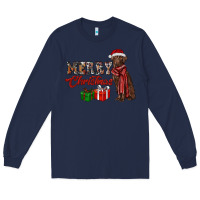 Navy merry christmas labrador retriever Long Sleeve Tee - RanaPortraitStore