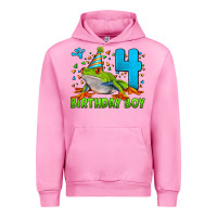 Fuchsia Pink birthday boy frog age 4 Urban Hoodie - LillyAllenDesigns