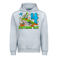Heather Grey birthday boy frog age 4 Urban Hoodie - LillyAllenDesigns