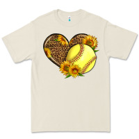 Bone Softball Heart With Sunflowers Premium Tee - LillyAllenDesigns