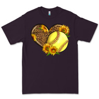 Plum Softball Heart With Sunflowers Premium Tee - LillyAllenDesigns