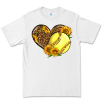 White Softball Heart With Sunflowers Premium Tee - LillyAllenDesigns