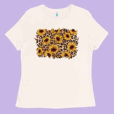 Sunflower Leopard Background Ladies Tee Designed By Adodesignshop