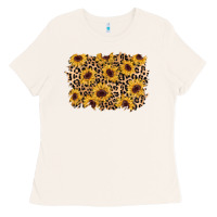 Bone sunflower leopard background Ladies Tee - AdoDesignShop