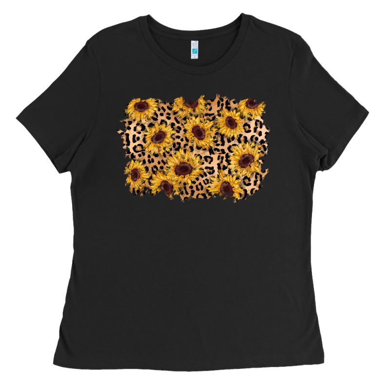 Sunflower Leopard Background Ladies Tee by AdoDesignShop | Teevron