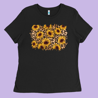 Sunflower Leopard Background Ladies Tee Designed By Adodesignshop