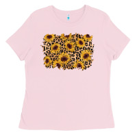 Bubblegum Pink sunflower leopard background Ladies Tee - AdoDesignShop