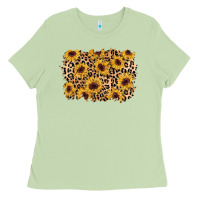 Matcha sunflower leopard background Ladies Tee - AdoDesignShop