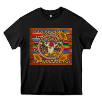 Black serape sunflowers bull skull background Heavy Core Tee - Artiststas