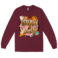 Burgundy fall  lunch lady Long Sleeve Tee - BarkalooDesign